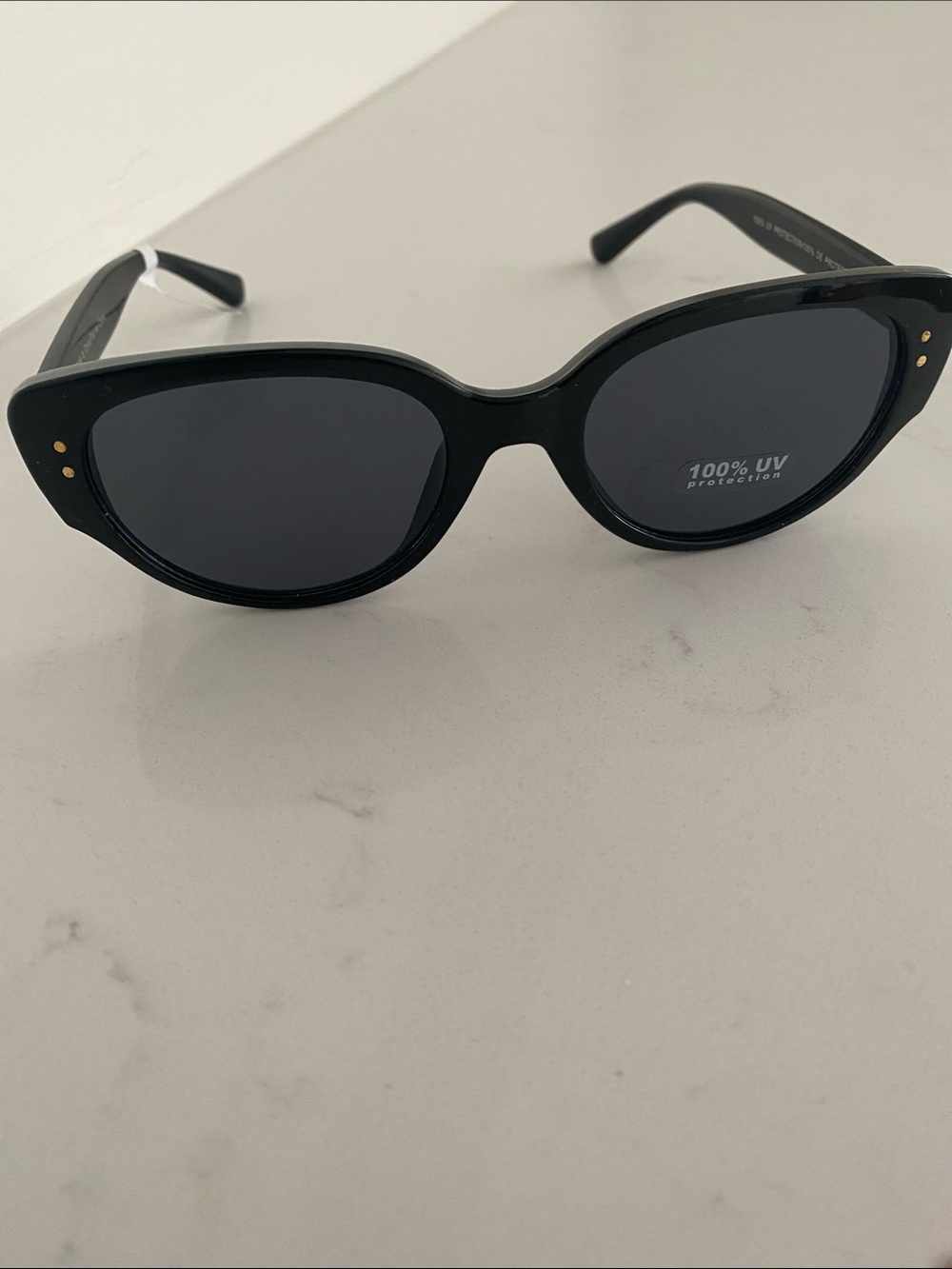 Women's Black Thick Cat-Eye Sunglasses with 100% UV Protection